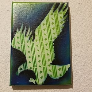 Original signed airbrush art canvas 5x7 Eagle